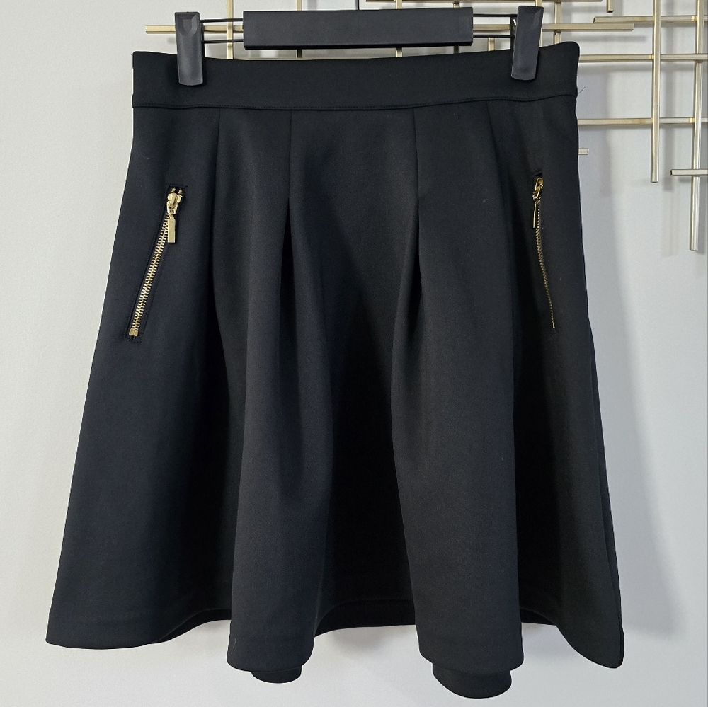 INC International Concepts Black Mini Skirt with Gold Accents